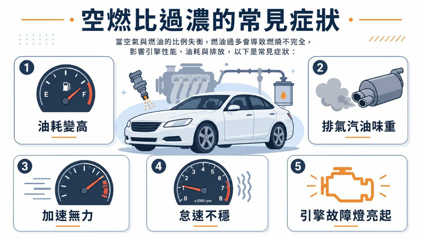 空燃比過濃常見症狀