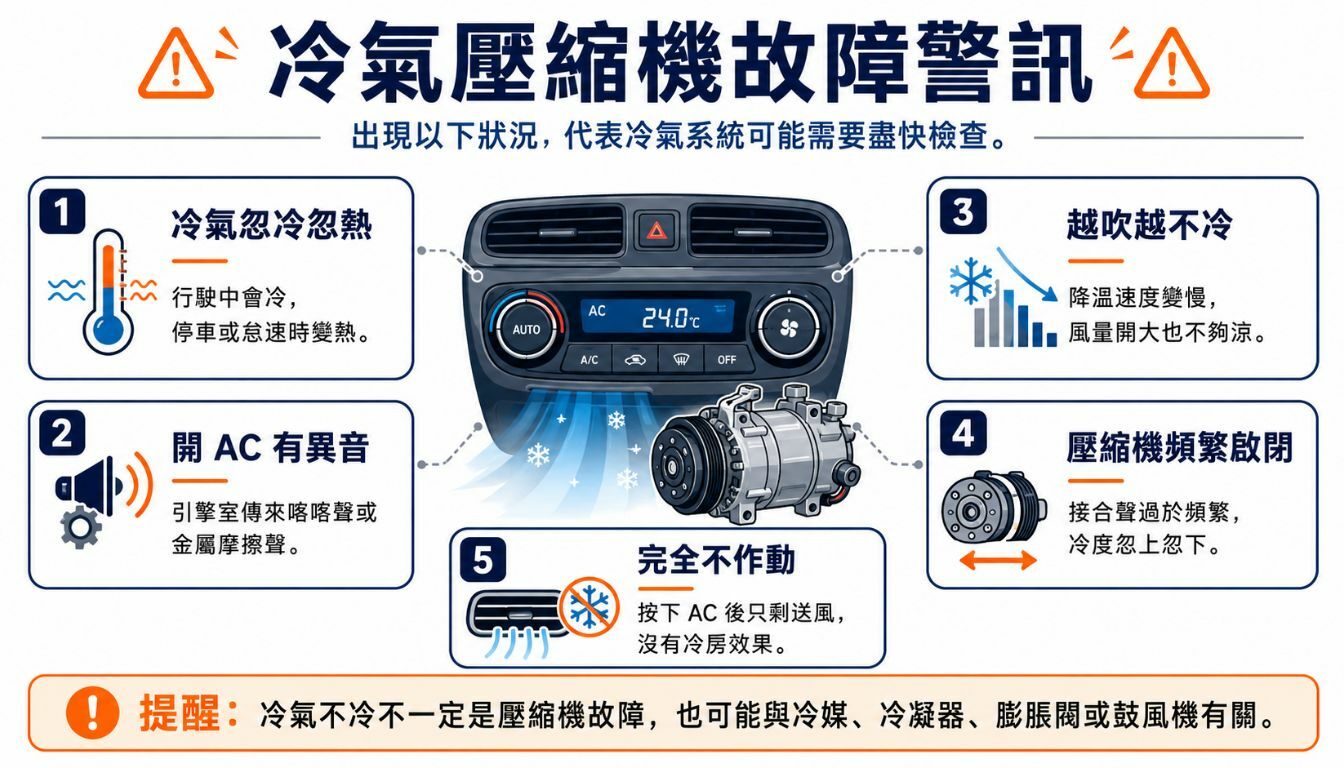 汽車冷氣壓縮機壞掉的5大前兆