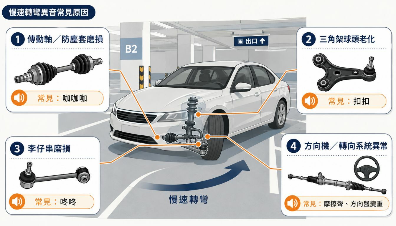 慢速轉彎有異音的常見原因